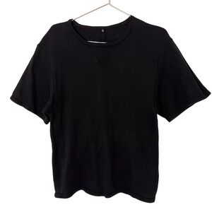 Damir Doma Sweatshirt Womens M Black Textured V-Stitch Short Sleeve Minimalist
